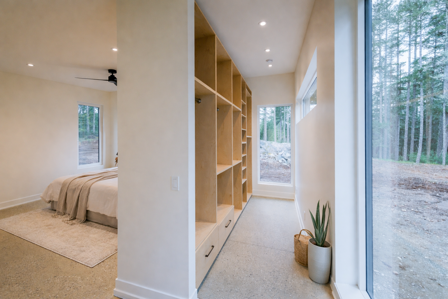 Scandi style bedroom in custom home