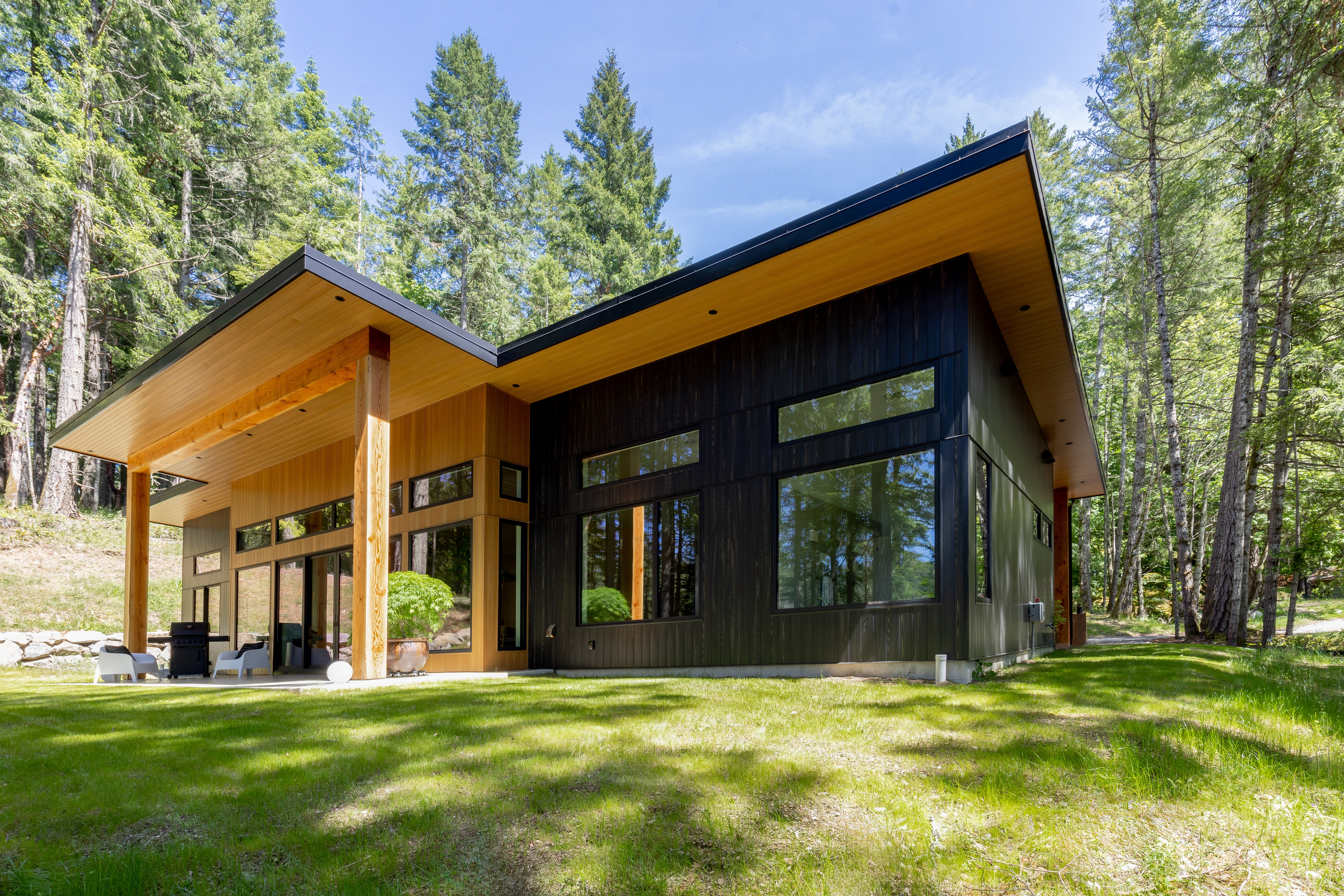 Custom home with modern timber patio