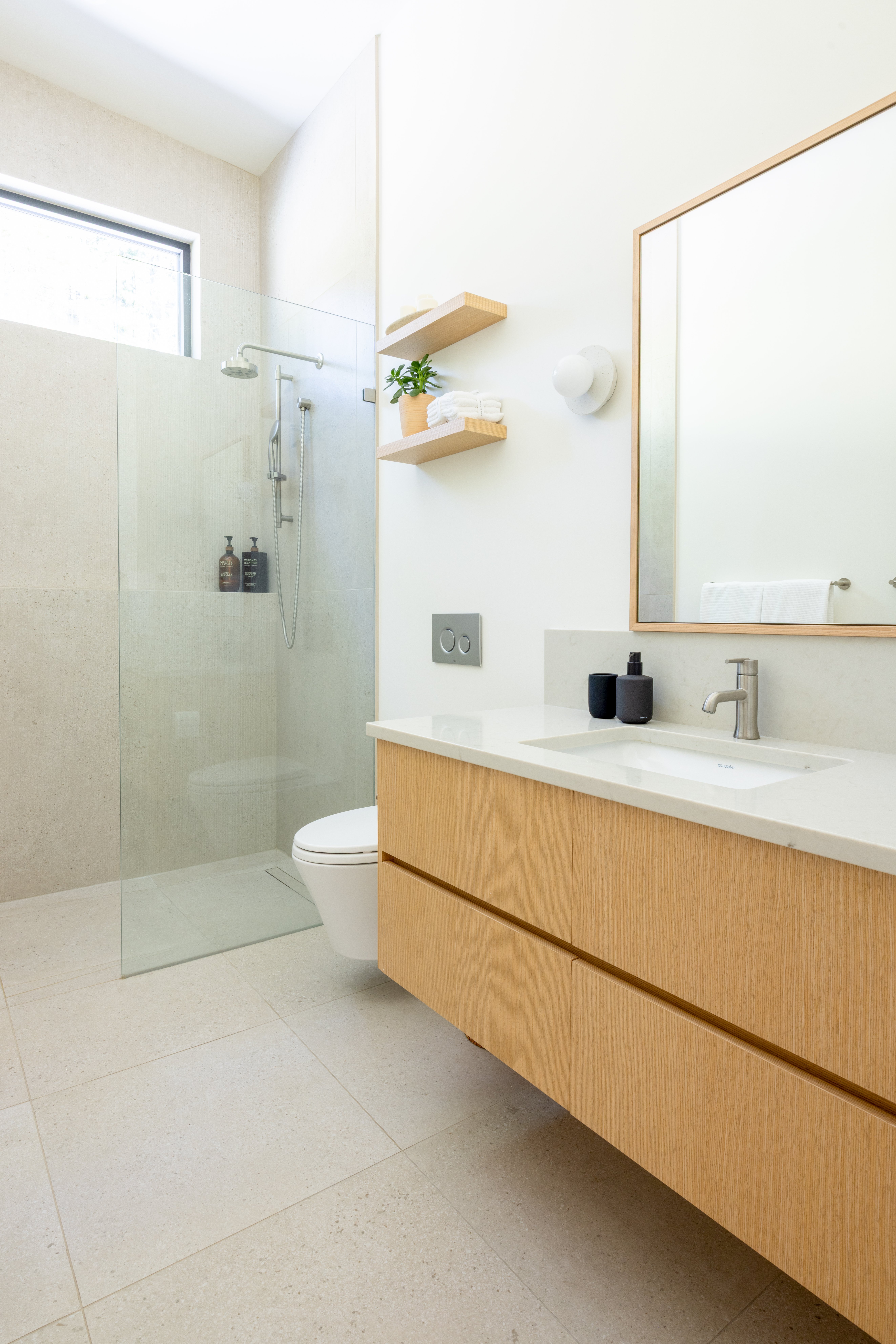 modern guest bathroom walk in shower