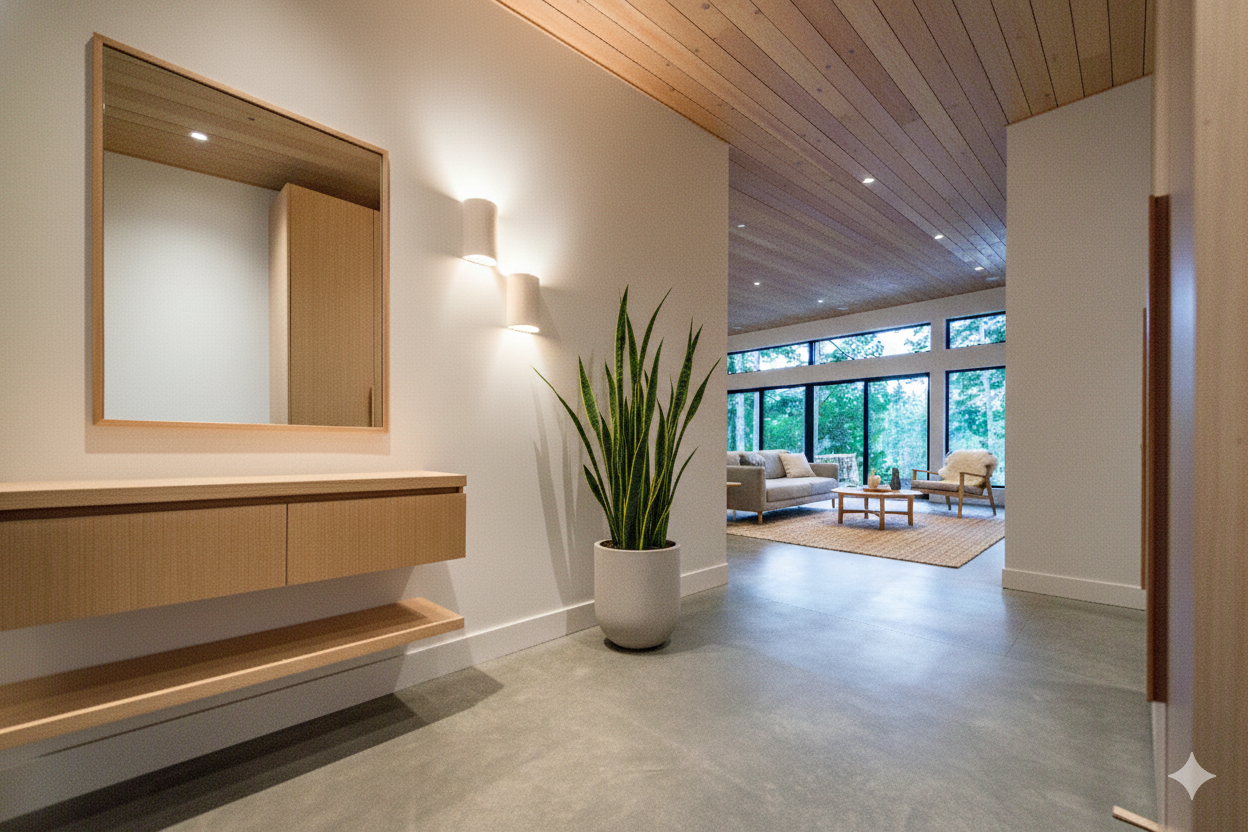 Modern front entrance with built ins