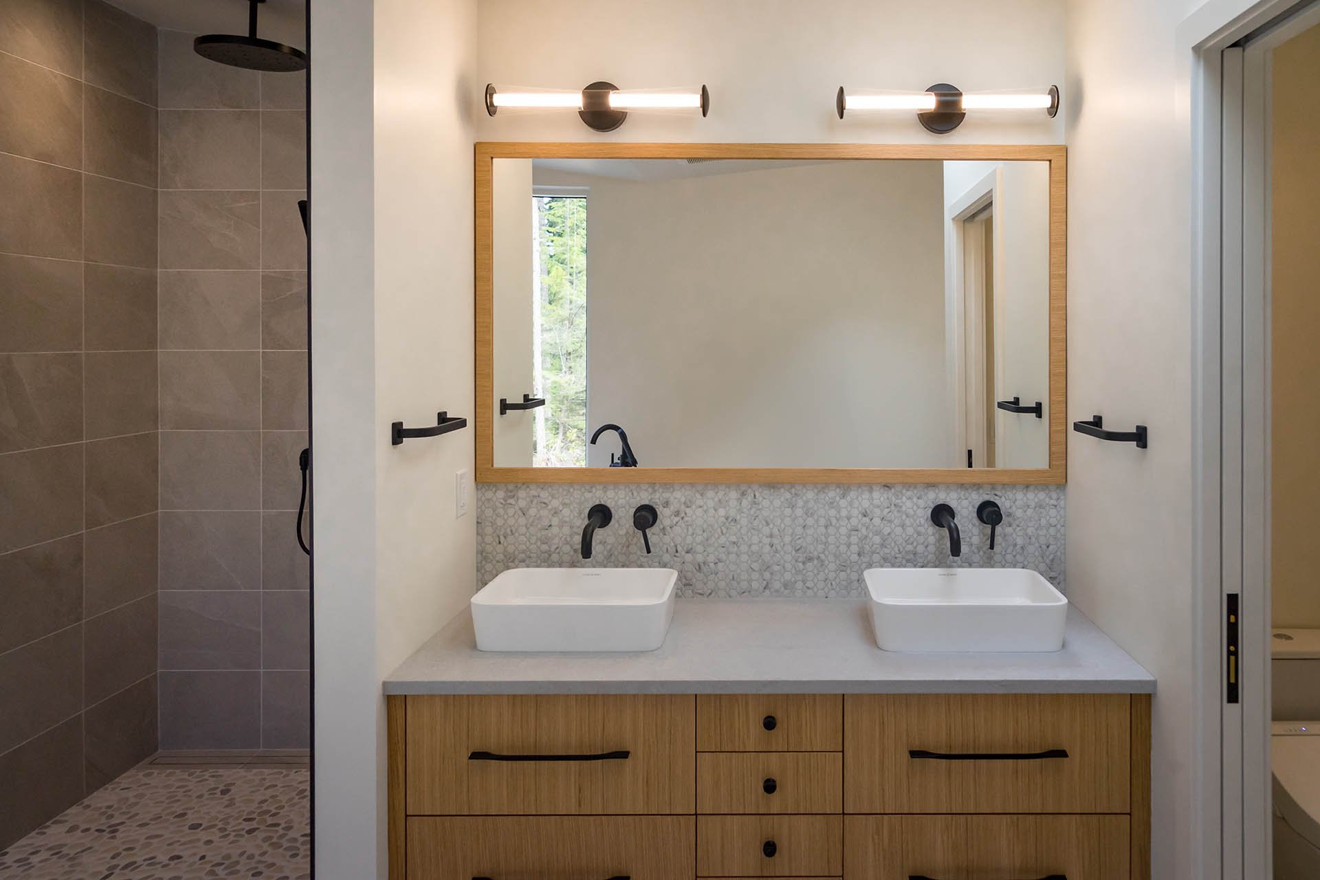 Dual Vanity in Custom Home Bathroom
