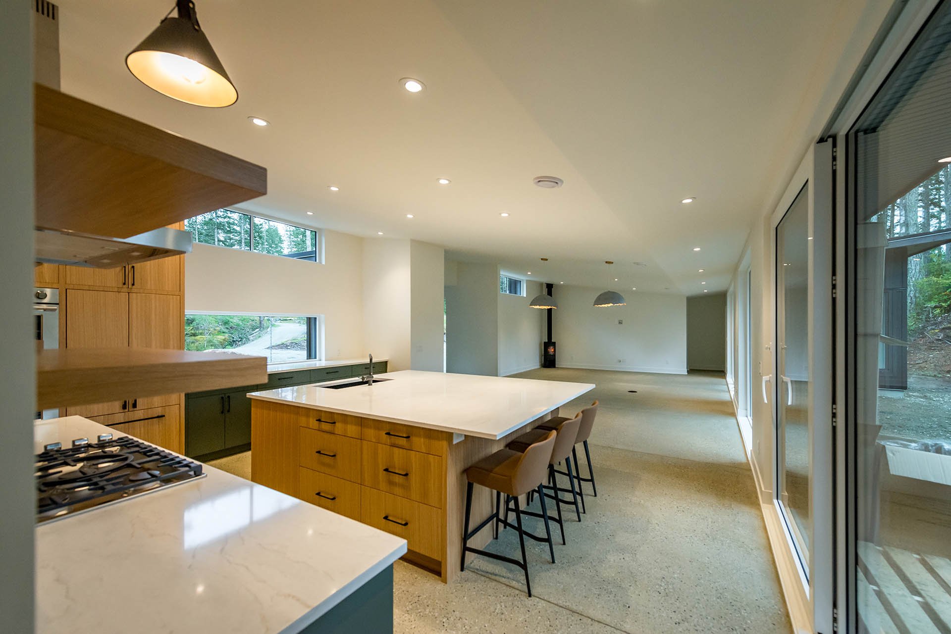 Kitchen, Dining, and Living Spaces