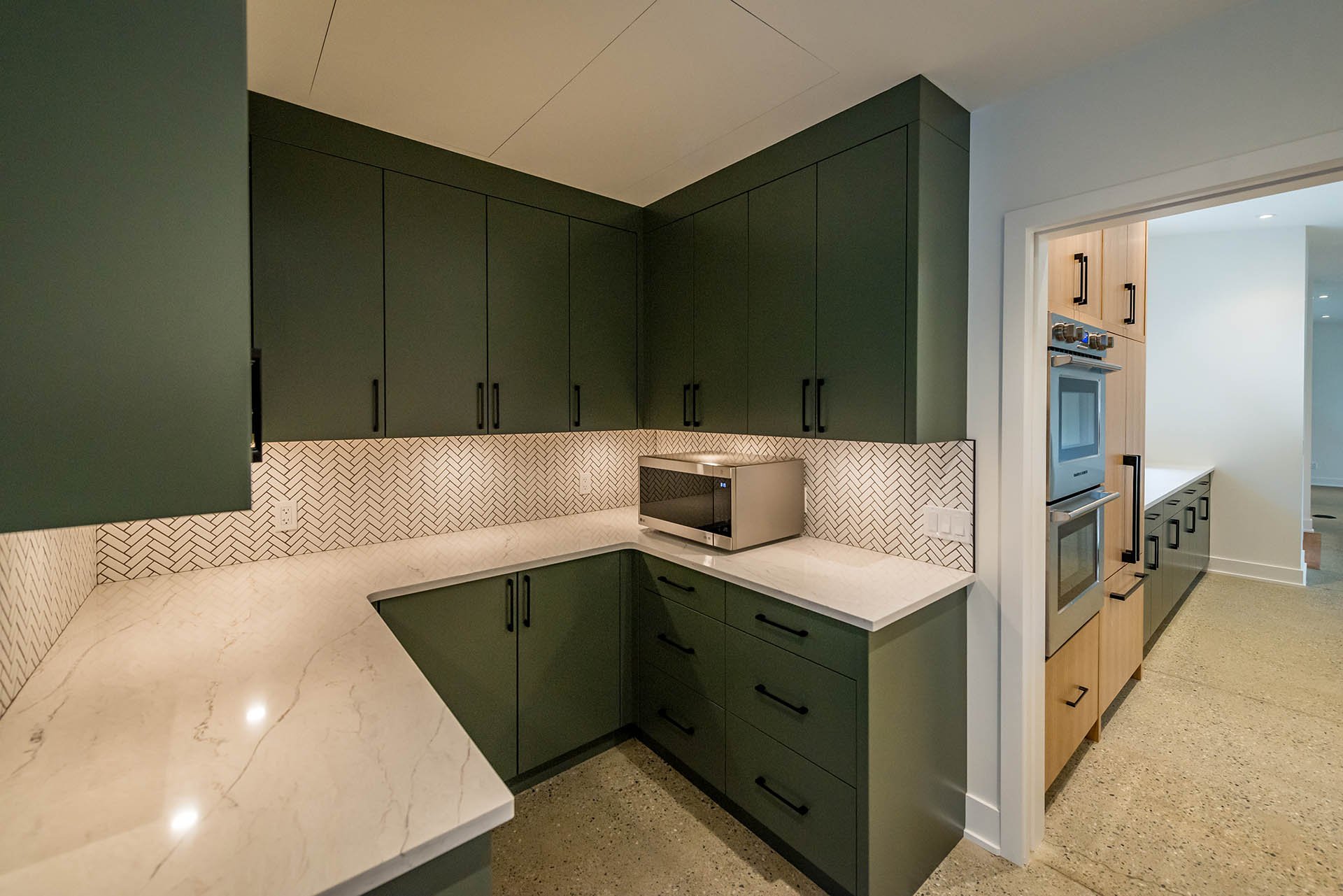 Beverage Station and Serving Area in Custom Kitchen