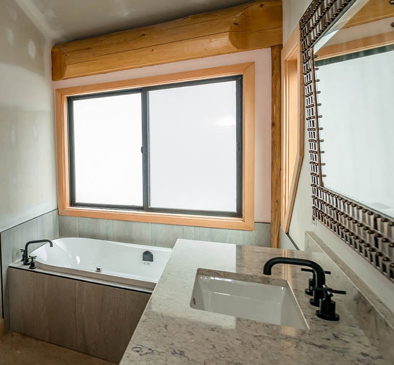 Bathroom in Custom Log House on Sidney Island