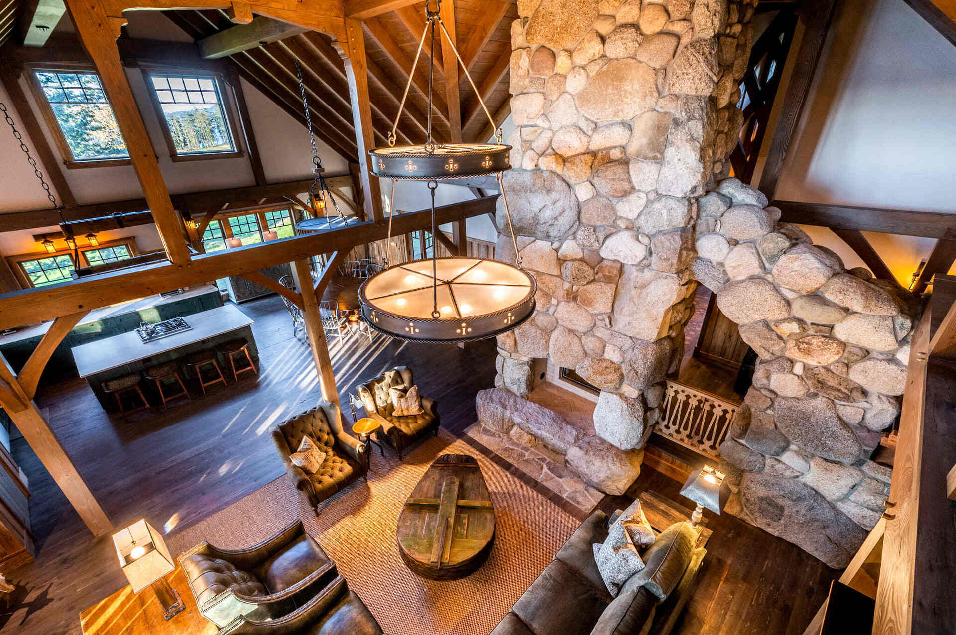 Stone Fireplace in Custom Home